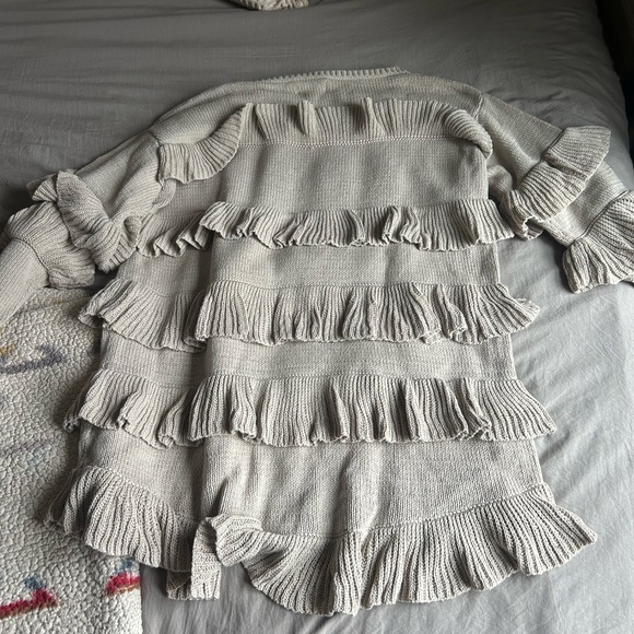 Free People Ruffled Cream Sweatshirt - Picture 2 of 2